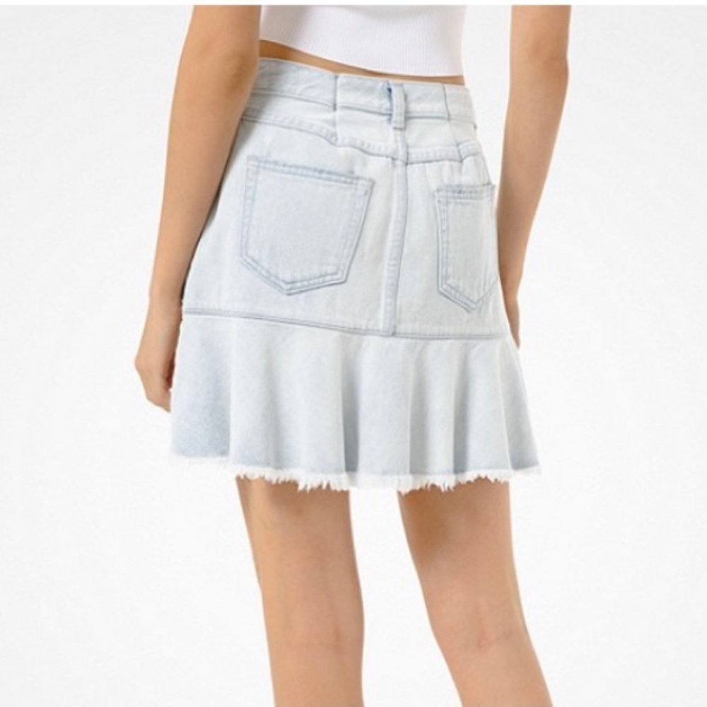 MICHAEL KORS Flounce Denim Mini Skirt, Size 14 - Picture 3 of 14